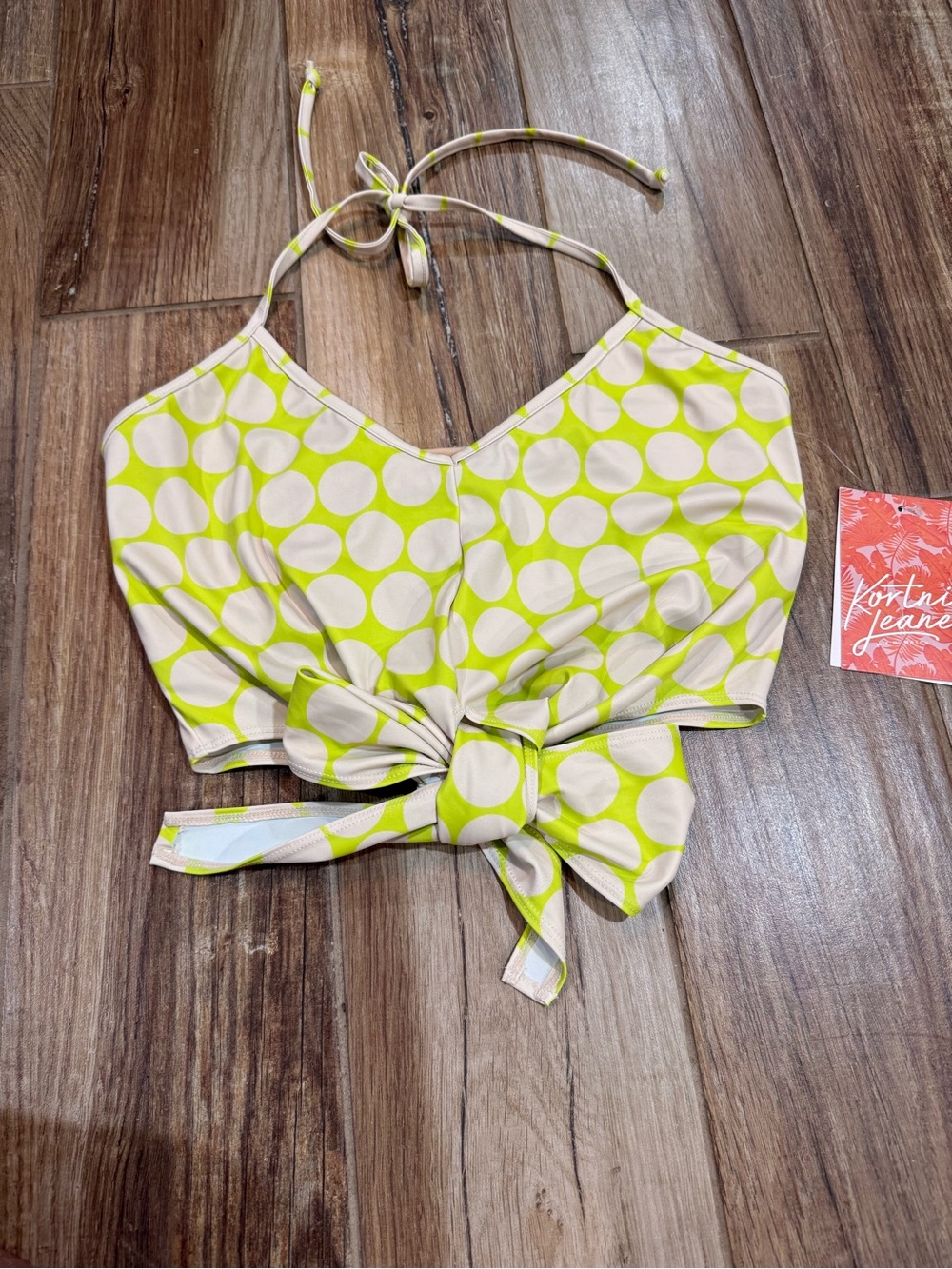 Kortni Jeane Lime Dots Tied Up Top